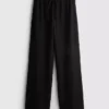 Pantaloni drepți cu șnur, cu aspect șifonat Pantaloni drepți cu șnur, cu aspect șifonat