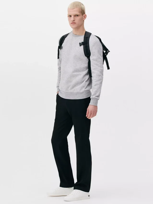 Pantaloni drepți din țesătură diagonală Pantaloni drepți din țesătură diagonală