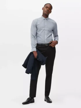 Pantaloni formali din sargă, croială slim Pantaloni formali din sargă, croială slim