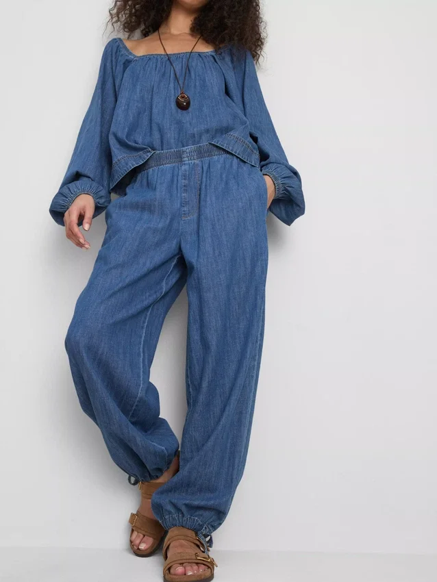 Pantaloni harem din denim cu conținut ridicat de bumbac de la Paula Echevarría Pantaloni harem din denim cu conținut ridicat de bumbac de la Paula Echevarría