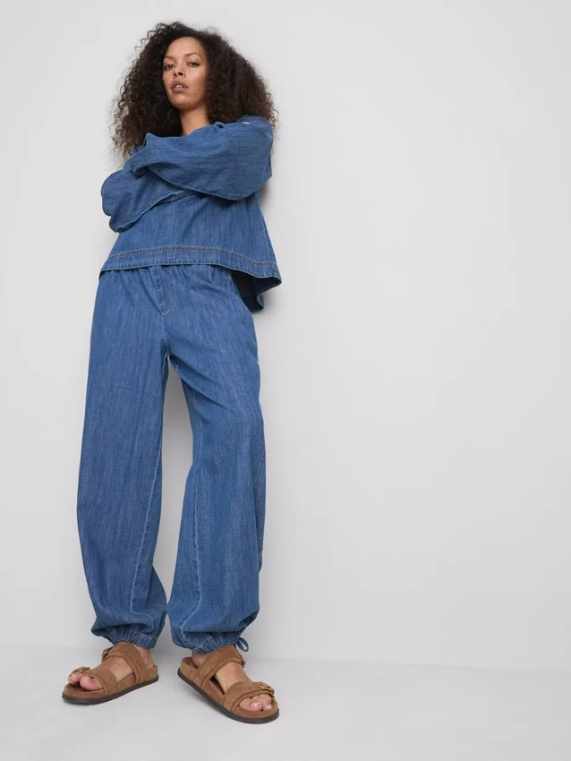 Pantaloni harem din denim cu conținut ridicat de bumbac de la Paula Echevarría Pantaloni harem din denim cu conținut ridicat de bumbac de la Paula Echevarría