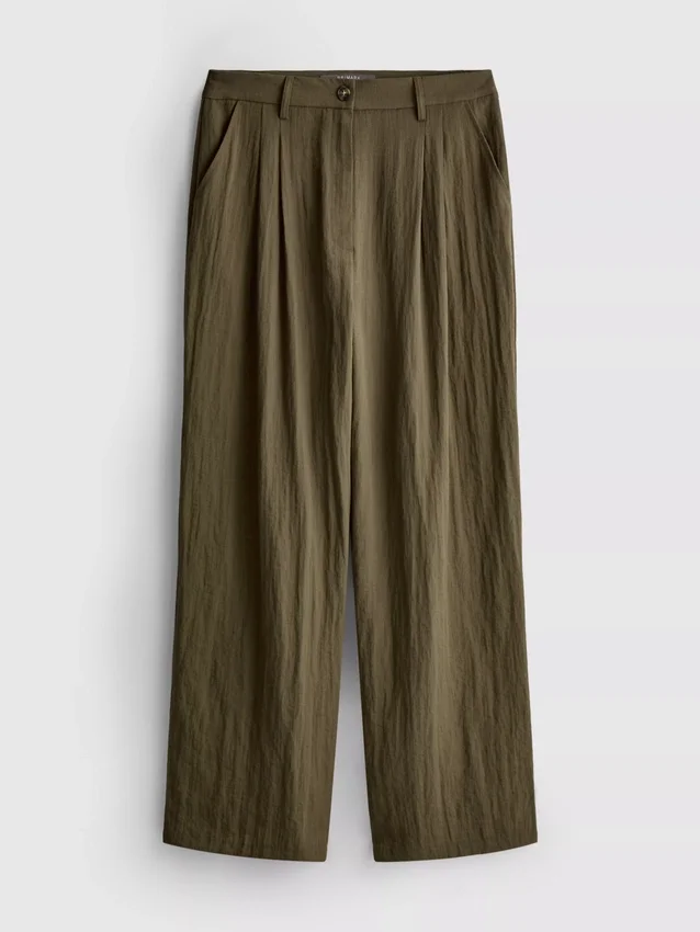 Pantaloni largi, cu textură și talie medie Pantaloni largi, cu textură și talie medie