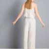 Pantaloni largi din bumbac brodați Pantaloni largi din bumbac brodați