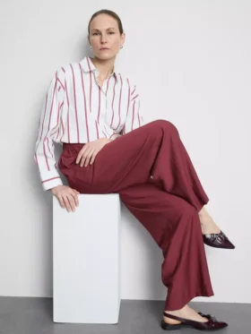 Pantaloni palazzo cu detaliu fundă