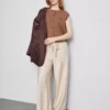 Pantaloni palazzo cu detaliu fundă