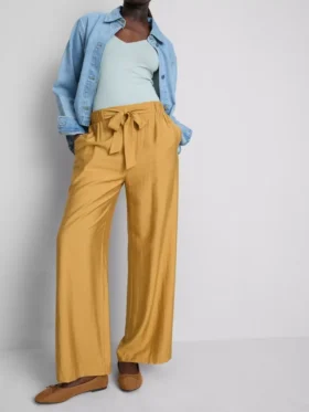 Pantaloni palazzo cu detaliu fundă
