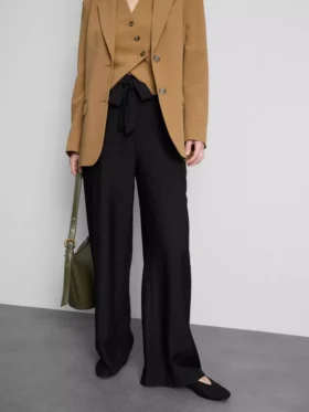 Pantaloni palazzo cu detaliu fundă
