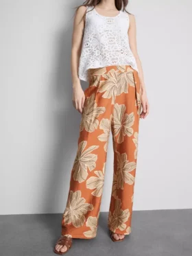Pantaloni palazzo cu imprimeu