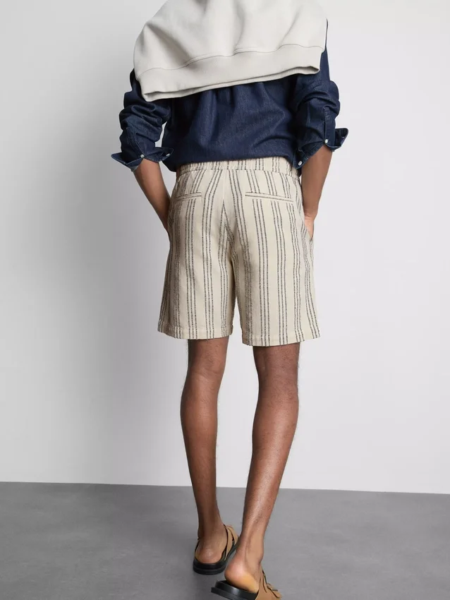 Pantaloni scurți bermuda cu dungi texturate Pantaloni scurți bermuda cu dungi texturate