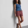 Pantaloni scurți casual din bumbac cu șnur și mărgele Pantaloni scurți casual din bumbac cu șnur și mărgele