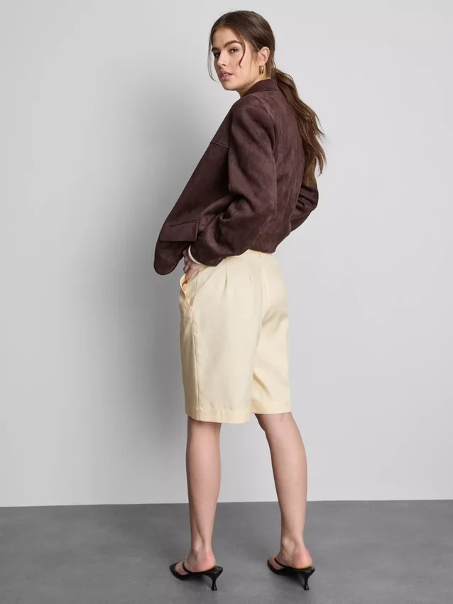 Pantaloni Scurți croiți din amestec de bumbac Pantaloni Scurți croiți din amestec de bumbac