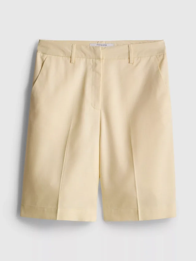Pantaloni Scurți croiți din amestec de bumbac Pantaloni Scurți croiți din amestec de bumbac