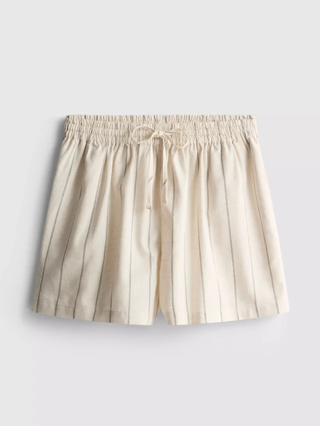 Pantaloni scurți cu dungi din amestec de bumbac Pantaloni scurți cu dungi din amestec de bumbac