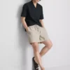 Pantaloni scurți cu dungi din amestec de in Pantaloni scurți cu dungi din amestec de in