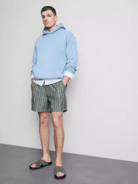 Pantaloni scurți cu dungi din amestec de in