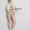 Pantaloni scurți cu șnur, cu aspect șifonat Pantaloni scurți cu șnur, cu aspect șifonat