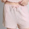 Pantaloni scurți cu șnur, cu aspect șifonat Pantaloni scurți cu șnur, cu aspect șifonat