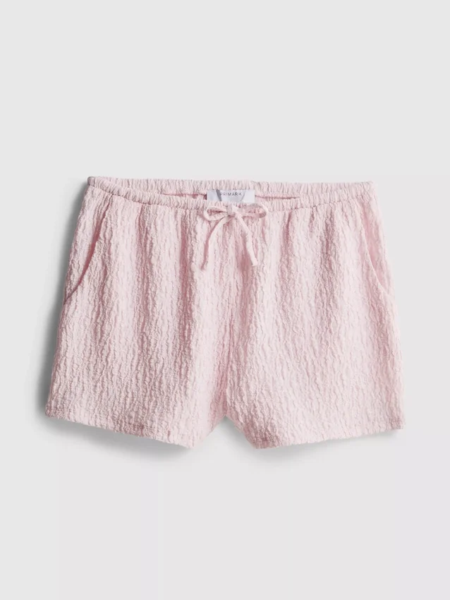 Pantaloni scurți cu șnur, cu aspect șifonat Pantaloni scurți cu șnur, cu aspect șifonat