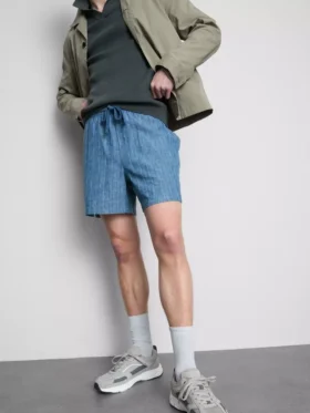 Pantaloni scurți cu talie cu șnur texturat