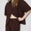 Pantaloni scurți cu talie elastică din amestec de bumbac Pantaloni scurți cu talie elastică din amestec de bumbac