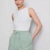 Pantaloni scurți cu talie elastică din amestec de bumbac Pantaloni scurți cu talie elastică din amestec de bumbac