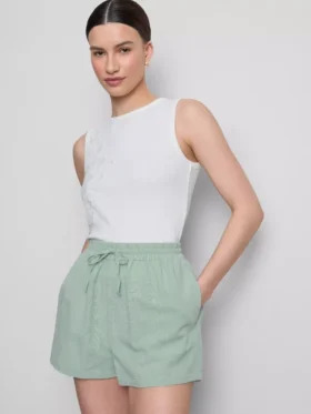 Pantaloni scurți cu talie elastică din amestec de bumbac