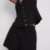 Pantaloni scurți cu talie elastică din amestec de bumbac Pantaloni scurți cu talie elastică din amestec de bumbac