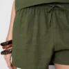 Pantaloni scurți cu talie elastică din amestec de bumbac Pantaloni scurți cu talie elastică din amestec de bumbac