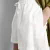 Pantaloni scurți cu talie elastică din amestec de bumbac Pantaloni scurți cu talie elastică din amestec de bumbac