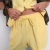 Pantaloni scurți cu talie elastică din amestec de bumbac Pantaloni scurți cu talie elastică din amestec de bumbac