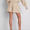 Pantaloni scurți cu talie elastică din amestec de bumbac Pantaloni scurți cu talie elastică din amestec de bumbac