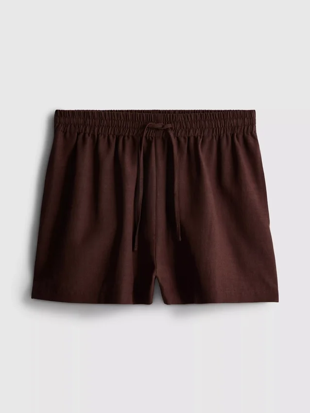 Pantaloni scurți cu talie elastică din amestec de bumbac Pantaloni scurți cu talie elastică din amestec de bumbac