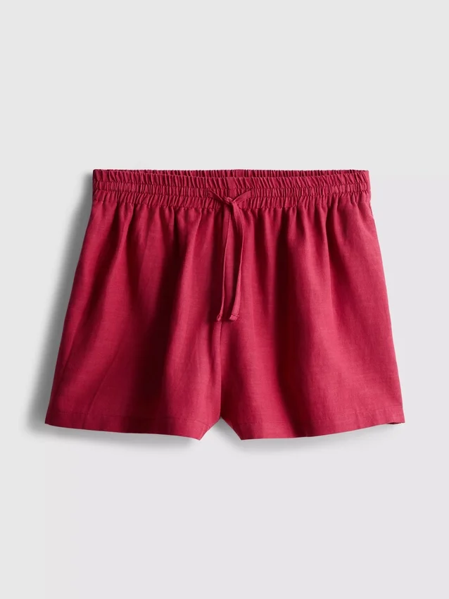 Pantaloni scurți cu talie elastică din amestec de bumbac Pantaloni scurți cu talie elastică din amestec de bumbac