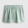 Pantaloni scurți cu talie elastică din amestec de bumbac Pantaloni scurți cu talie elastică din amestec de bumbac
