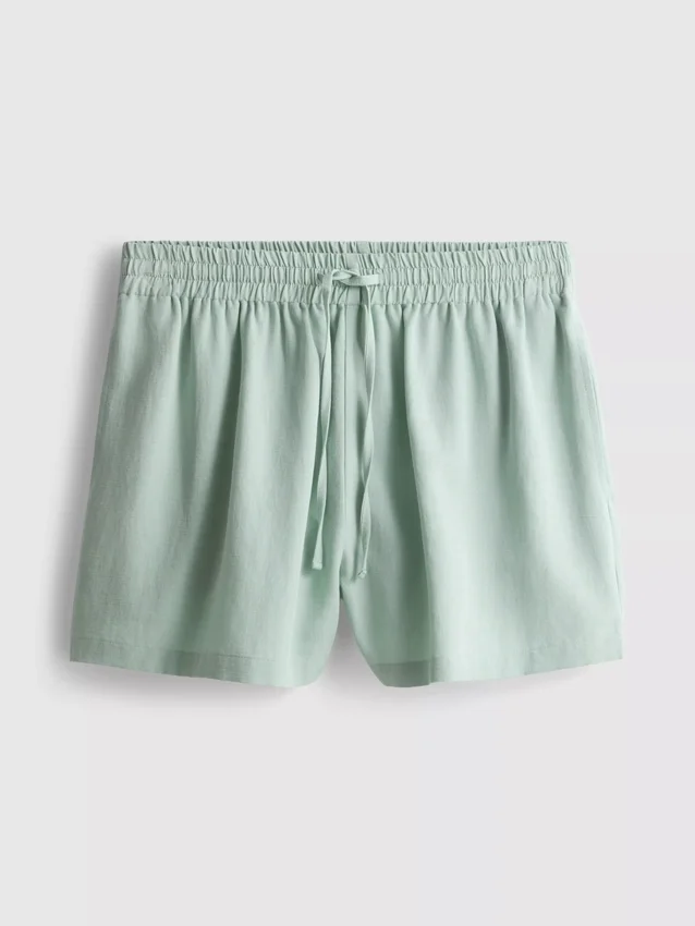 Pantaloni scurți cu talie elastică din amestec de bumbac Pantaloni scurți cu talie elastică din amestec de bumbac