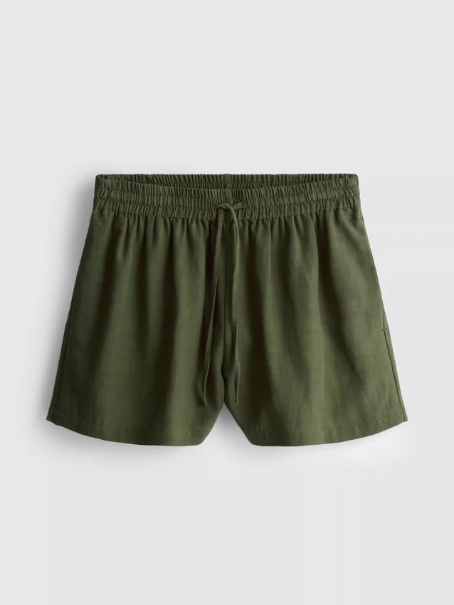 Pantaloni scurți cu talie elastică din amestec de bumbac Pantaloni scurți cu talie elastică din amestec de bumbac