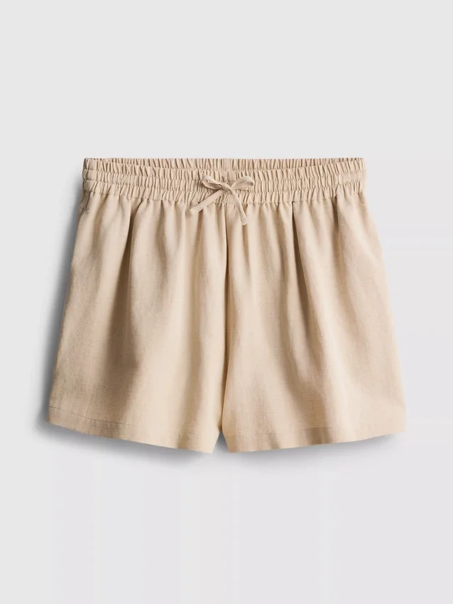 Pantaloni scurți cu talie elastică din amestec de bumbac Pantaloni scurți cu talie elastică din amestec de bumbac