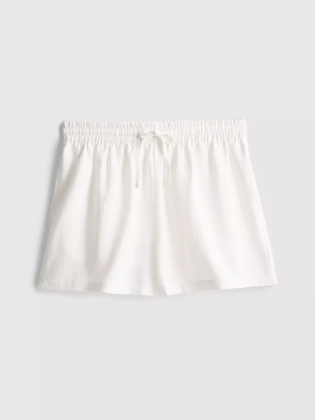 Pantaloni scurți cu talie elastică din amestec de bumbac Pantaloni scurți cu talie elastică din amestec de bumbac