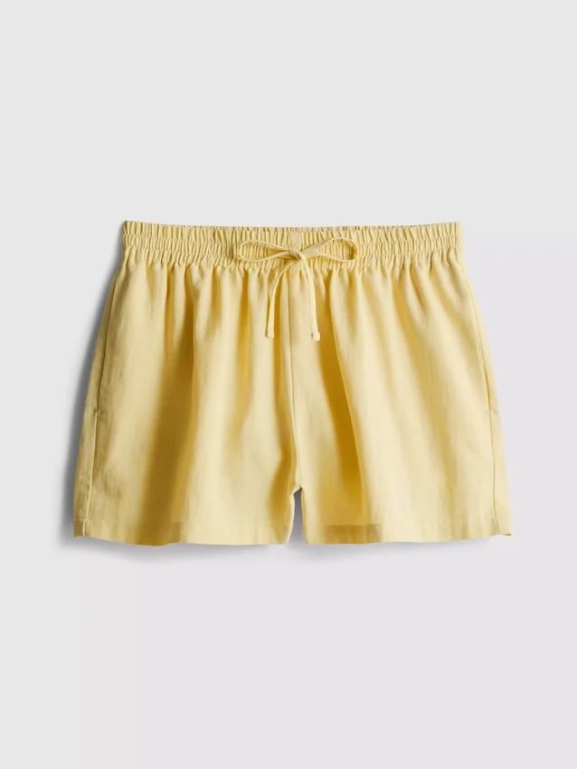 Pantaloni scurți cu talie elastică din amestec de bumbac Pantaloni scurți cu talie elastică din amestec de bumbac