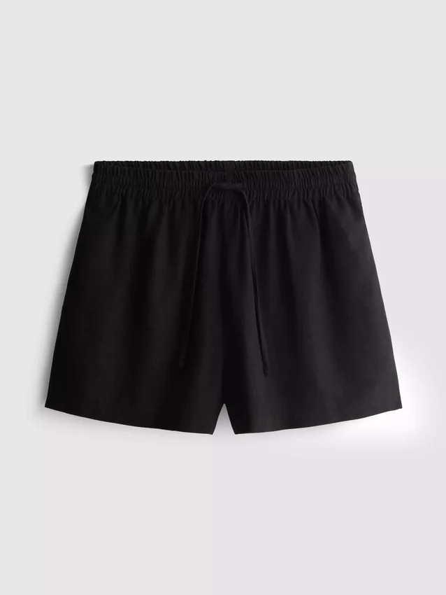 Pantaloni scurți cu talie elastică din amestec de bumbac Pantaloni scurți cu talie elastică din amestec de bumbac