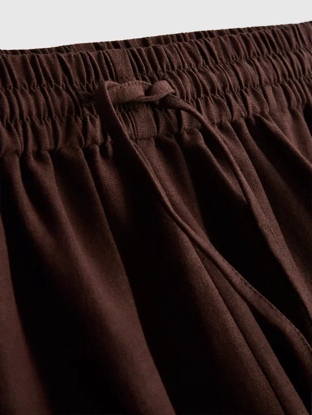 Pantaloni scurți cu talie elastică din amestec de bumbac Pantaloni scurți cu talie elastică din amestec de bumbac