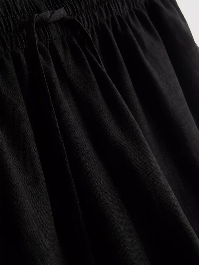 Pantaloni scurți cu talie elastică din amestec de bumbac Pantaloni scurți cu talie elastică din amestec de bumbac