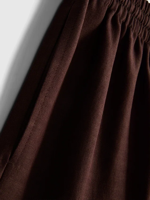 Pantaloni scurți cu talie elastică din amestec de bumbac Pantaloni scurți cu talie elastică din amestec de bumbac