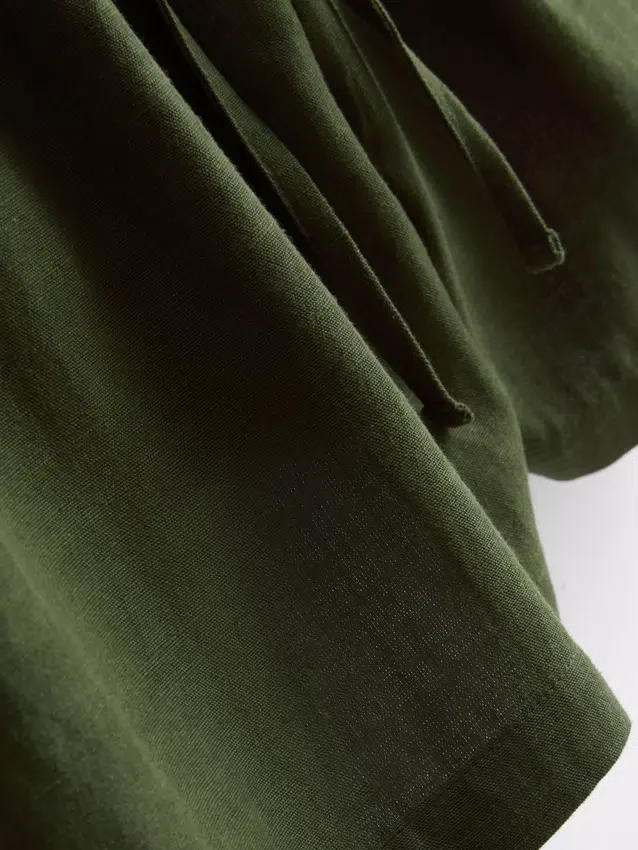 Pantaloni scurți cu talie elastică din amestec de bumbac Pantaloni scurți cu talie elastică din amestec de bumbac
