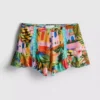 Pantaloni scurți cu volane și imprimeu tropical