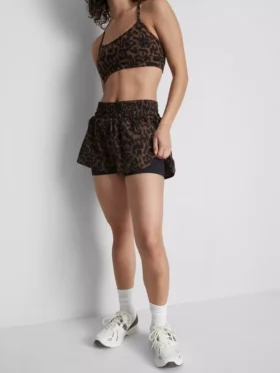 Pantaloni scurți de alergare cu imprimeu leopard țesut