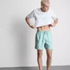 Pantaloni scurți de baie cu broderie în formă de frunză