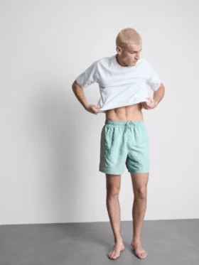 Pantaloni scurți de baie cu broderie în formă de frunză