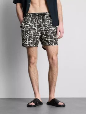 Pantaloni scuri de baie cu imprimeu abstract