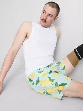 Pantaloni scurți de baie cu imprimeu de lămâi Pantaloni scurți de baie cu imprimeu de lămâi